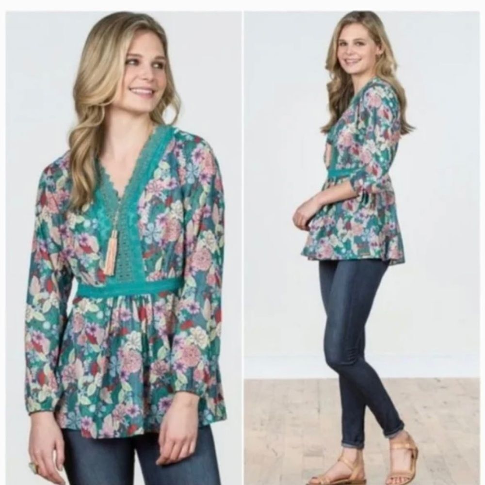 Matilda Jane Kookabura floral peasant style blouse size Large